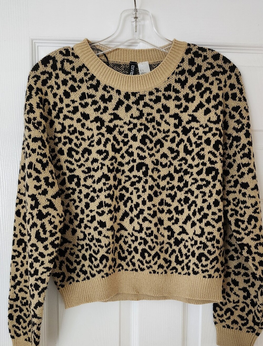 H&M Leopard Print Crewneck Sweater - Black & Tan